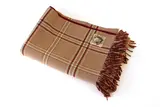 Early Kaiapoi Woollen MFG.Co, Travel rug, in a dark red, brown, khaki and white tartan pattern with green and orange details