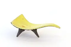 Raku fired tray by Rick Rudd, the top covered with a rich yellow glaze with some red spots, sold Sep 2019