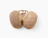 Len Castle, Stoneware hanging form, with ribbed pattern and ochre wash
