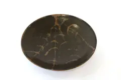 Large bowl by Peter Stichbury, stoneware, wax resist decoration on tenmoku glaze, sold Sep 2019