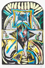 Philip Clairmont, Black Crucifixion, lithograph, 13/90