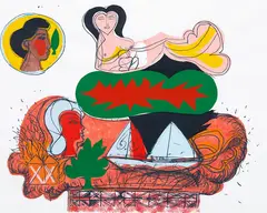 Escape from Fire by Pat Hanly, silkscreen print, 22/30, offered Sep 2019