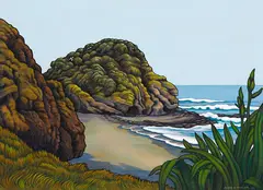 Mary E. Taylor, Bethells Beach, oil on canvas