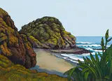 Mary E. Taylor, Bethells Beach, oil on canvas