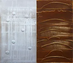 Soaring by Mervyn Williams, acrylic on canvas, diptych, offered Sep 2019