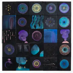 Prakash Patel, Untitled, mixed media on board, 25 parts