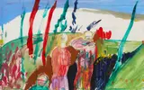 Jeffrey Harris, Untitled – figures in a landscape, mixed media on paper