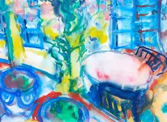 Alison Ryde, Breakfast on a North Canterbury Terrace, watercolour