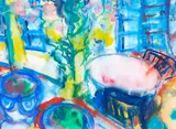 Alison Ryde, Breakfast on a North Canterbury Terrace, watercolour