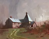 Peter Beadle, Gathering Storm, Hop House, Nelson, oil on board