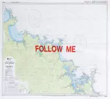 Elliot Collins, Follow me from Cape Karikari to Cape Brett, screenprint on NZ marine chart, 4/60 from the series Aotearoa and Approaches, 2/2