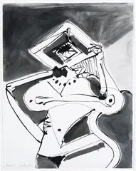 Pat Hanly, Torso P, ink and wash on paper