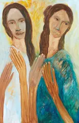 Wairua and Tinana by Star Gossage, oil on board, sold Aug 2019