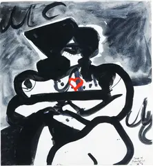 Torso M by Pat Hanly, ink and wash and acrylic on paper, sold Aug 2019