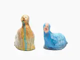 Suji Park, Mollusc VIII, tempera and pigment on clay, two parts
