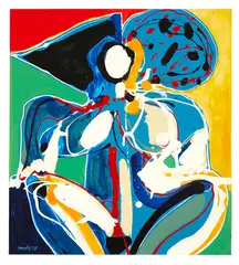 Pat Hanly, Torso in Light, enamel on board