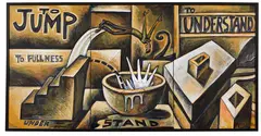Jump Triptych by Nigel Brown, oil on canvas, triptych, sold Aug 2019