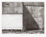 Grahame Sydney, Cluden Woolshed, etching, 23/25