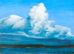 Liam Davidson, Thunderclouds over the Hunuas, oil on canvas