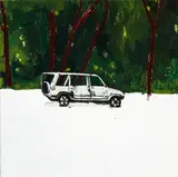 Richard Lewer, Burnt out Car, Titirangi Beach, oil and sand on canvas