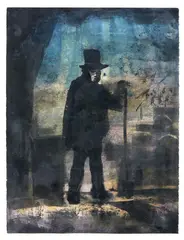 Jason Greig, Gravedigger II (working on the national grid), monoprint, 1/1