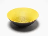 Impressive Sulphurous Bowl by Len Castle, large deep conical earthenware bowl with vivid yellow crackled sulphur glaze, offered Jun 2019