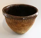 Roger Brittain, Tall planter, stoneware, tenmoku glaze to the interior