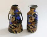 Frederick Rhead, Two Bursley Ware Amstel small vases, painted ceramic with bird decoration