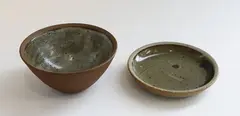 St Ives Pottery, A stoneware bowl and a dish, impressed marks