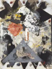 Attack through time by Richard Killeen, oil on board, offered Jun 2019