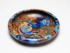 Frederick Rhead, Large Bursley Ware Amstel platter, painted ceramic with bird decoration