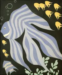 George Woods, Angel Fish, colour woodblock