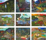 Alan Taylor, Moehau and Kiore, oil on canvasboard, nine parts
