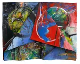 Philippa Blair, Four Horses of the Apocalypse, oil on unstretched canvas
