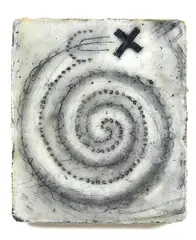 End to Begin, 042 by Julia Morison, encaustic on jute on wood, offered Jun 2019