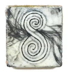 End to Begin, 050 by Julia Morison, encaustic on jute on wood, offered Jun 2019