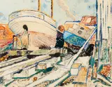 John Weeks, Boat, monoprint