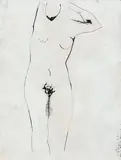 Ralph Hotere, Untitled (Figure Study), ink on paper