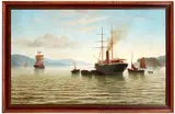 John Gibb, SS Tarawera Taking on Coal and Provisions, oil on canvas
