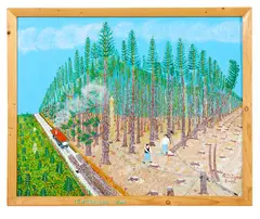 R. J. Lyne, Matakana Pine Forest, oil on board