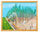 R. J. Lyne, Matakana Pine Forest, oil on board