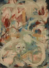 John Weeks, Abstraction with Tiki Form, tempera on board