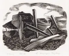 Viking by Ernest Mervyn Taylor, woodcut, edition of 50, offered Jun 2019