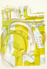 Louise Henderson, Engine Room Southern Cross, lithograph, c. 1956
