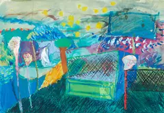 Jeffrey Harris, Untitled (Landscape), mixed media on card