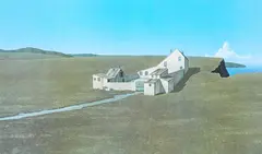 Brent Wong, Landscape and Farm Building, screenprint