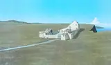 Brent Wong, Landscape and Farm Building, screenprint
