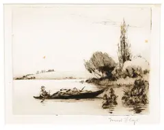 Trevor Lloyd, The Boatman, etching