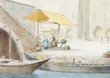 Cranleigh Barton, The stall beside the bridge, Chioggia, Italy, watercolour
