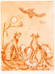 Betty Beadle, Watch Dogs, etching, 4/25